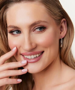 Alternatywny widok Srebrne kolczyki otwarty bigiel i cyrkonie - KDK6560