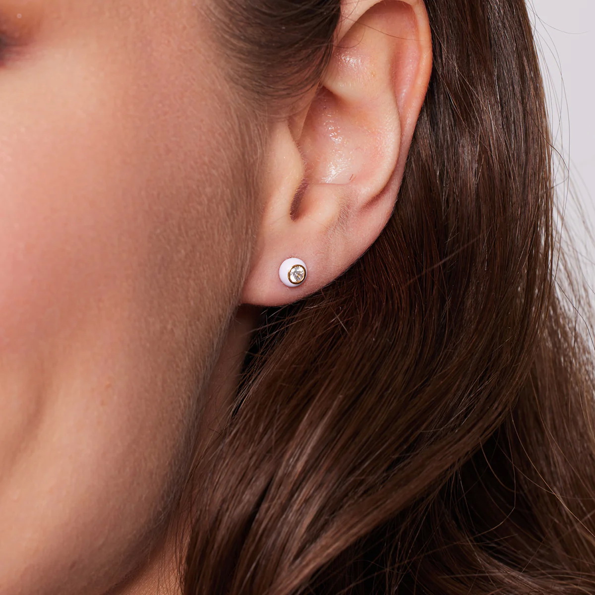 kolczyki srebrne pozłacane z cyrkonią i emalią – Bild 4