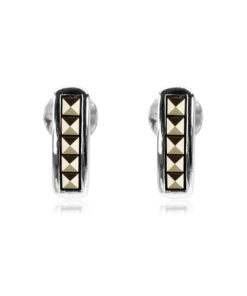 Srebrne kolczyki z dużymi kwadratowymi markazytami - KDM2890