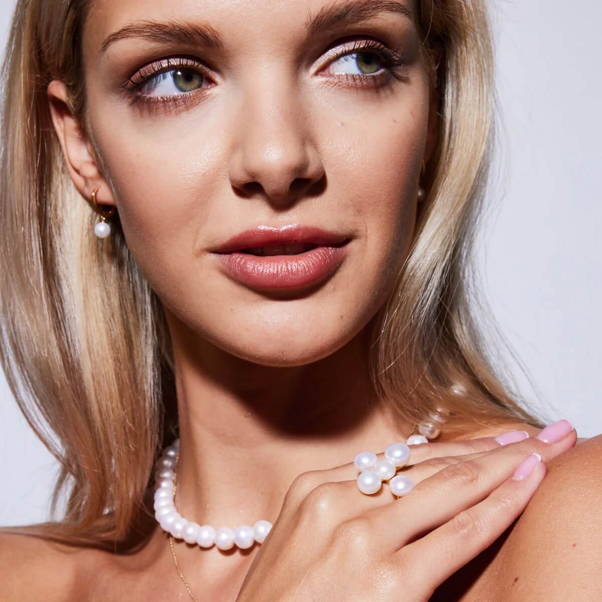 Srebrne pozłacane kolczyki szarnir z perłami - Image 2