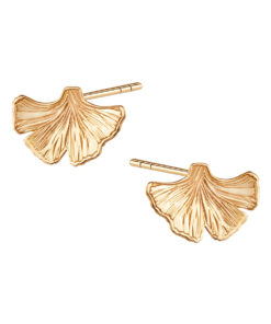 Srebrne pozłacane kolczyki miłorząb na sztyfcie KDS5985