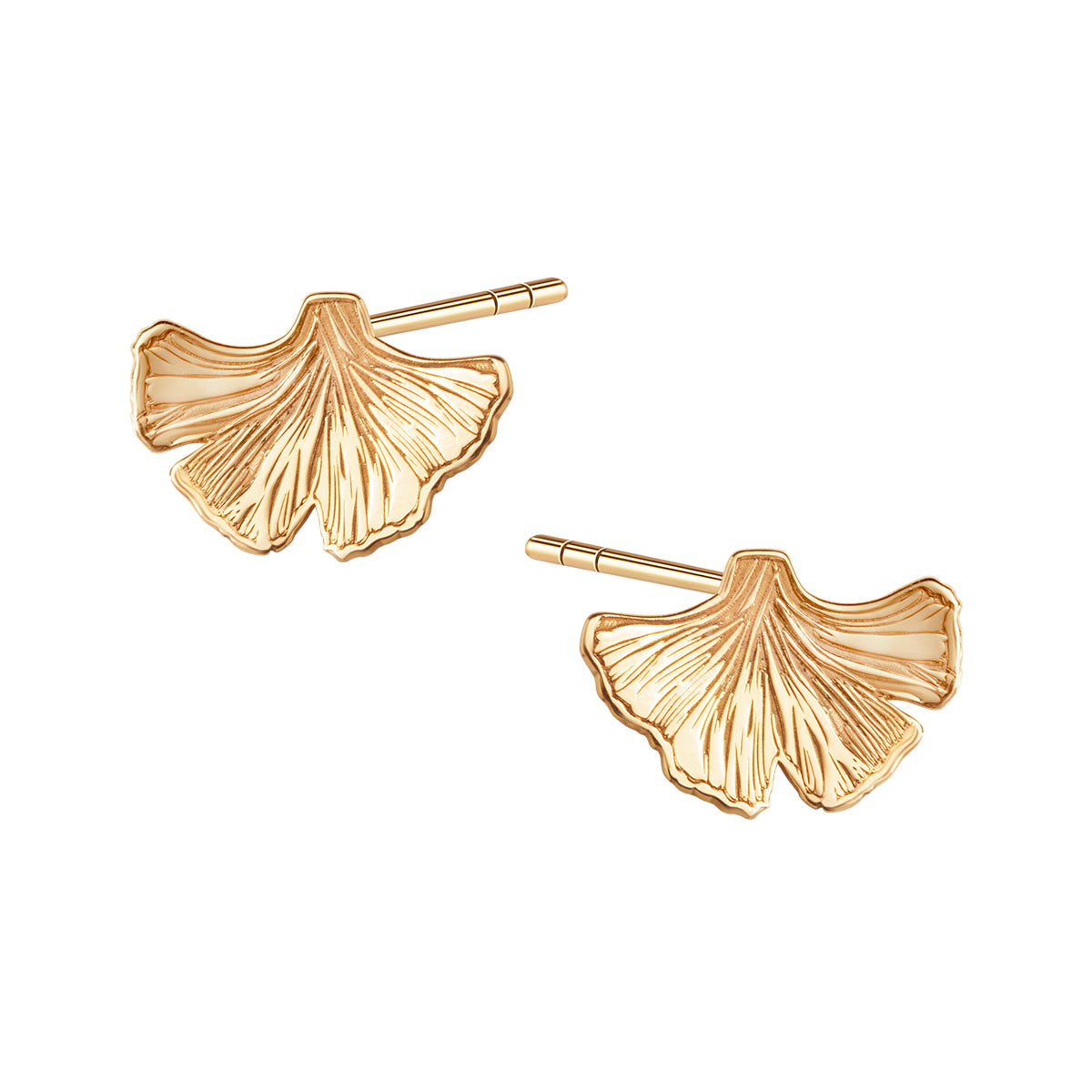 Srebrne pozłacane kolczyki miłorząb na sztyfcie KDS5985