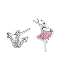 Srebrne kolczyki baletnica i korona - KSE6208
