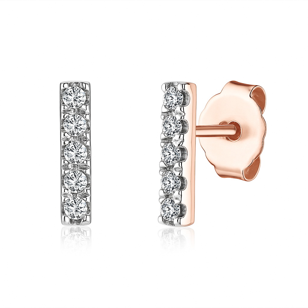 Staviori must have | przepiękne kolczyki diamentowe proste podłużne, różowe złoto 585