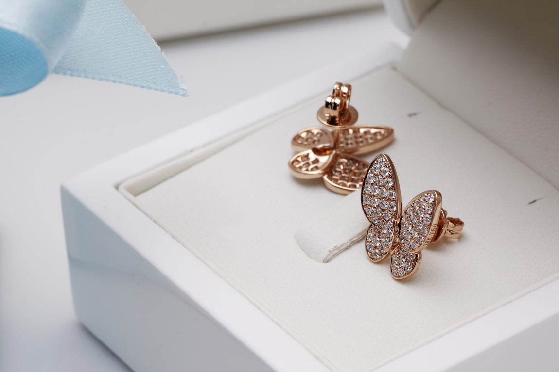 Exclusive | kolczyki motyle z różowego złota 750 z diamentami – Bild 11