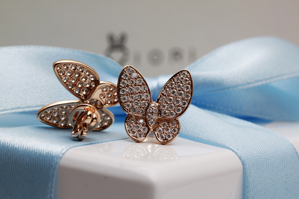 Exclusive | kolczyki motyle z różowego złota 750 z diamentami – Bild 15
