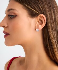 Alternative view of Srebrne kolczyki okrągłe cyrkonie 10mm