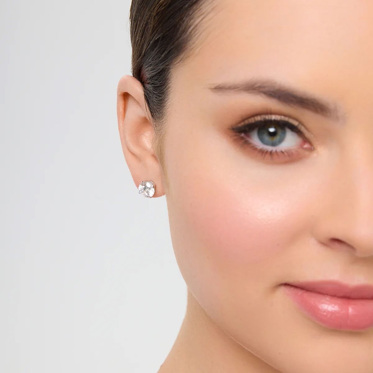 Srebrne kolczyki z okrągłą cyrkonią 8mm – Bild 2