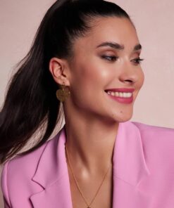 Alternatywny widok Srebrne pozłacane wiszące ażurowe serca - KDK6531Y