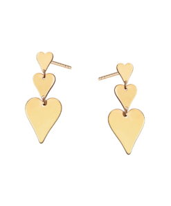 Srebrne pozłacane kolczyki 3 serca - KDK6533Y