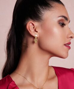 Alternative view of Srebrne pozłacane kolczyki 3 serca - KDK6533Y