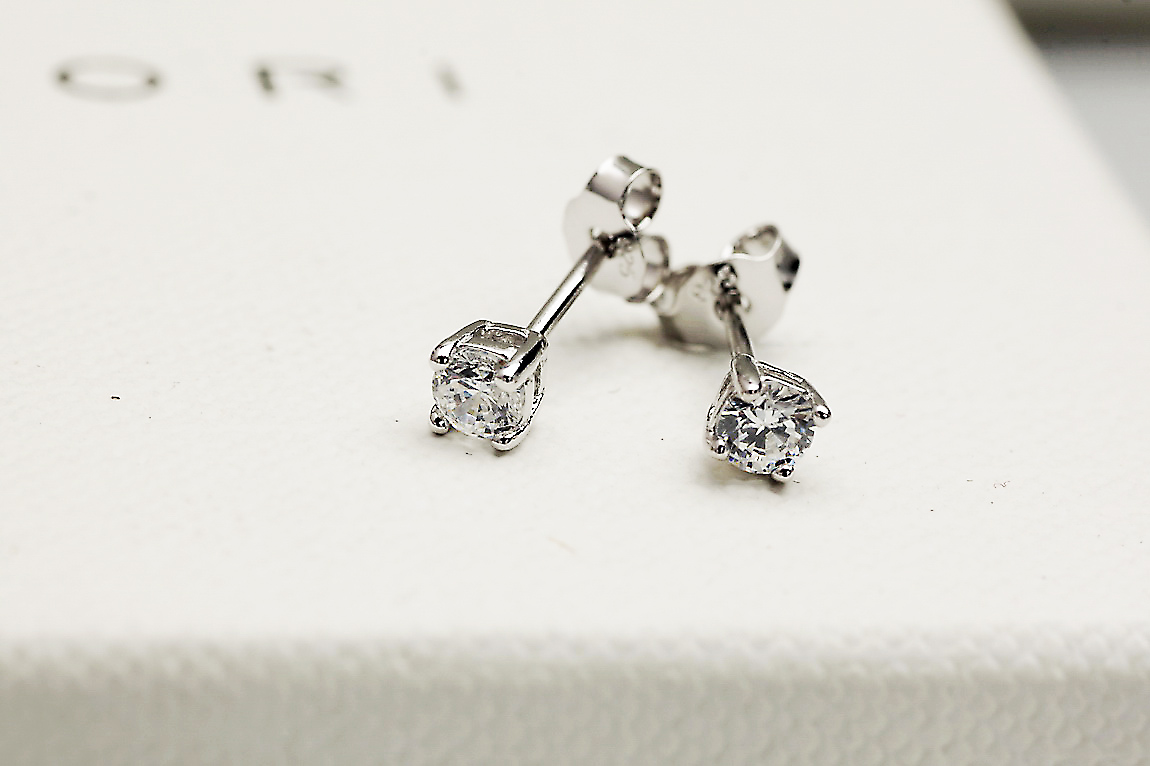 Srebrne małe kolczyki z cyrkonią - KSC0567 - Image 6