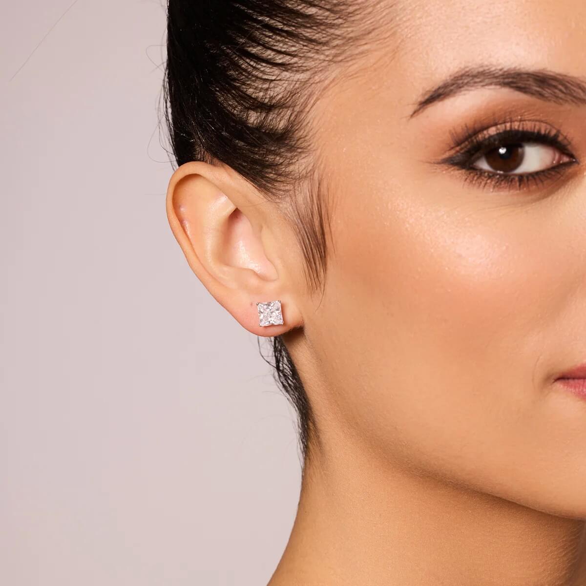 Srebrne kwadratowe kolczyki z cyrkonią – Bild 3