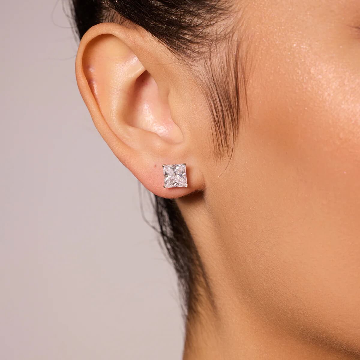 Srebrne kwadratowe kolczyki z cyrkonią – Bild 4