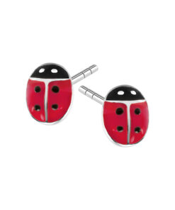 Srebrne kolczyki biedronki dla dziewczynki