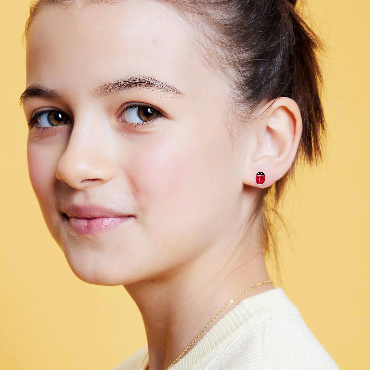 Srebrne kolczyki biedronki dla dziewczynki - Obrázek 3