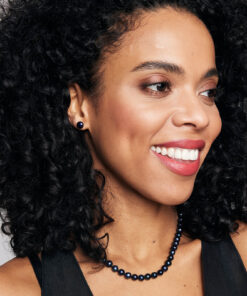 Alternative Ansicht von Srebrne kolczyki z czarnymi perłami 8mm - KSN4315