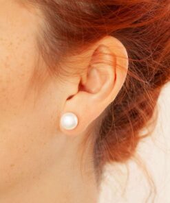 Alternatywny widok Srebrne kolczyki z perłami 10mm - KSN6355