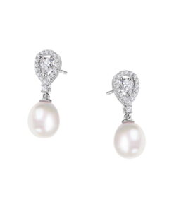 kolczyki srebrne z perłą i cyrkoniami - KSN6440