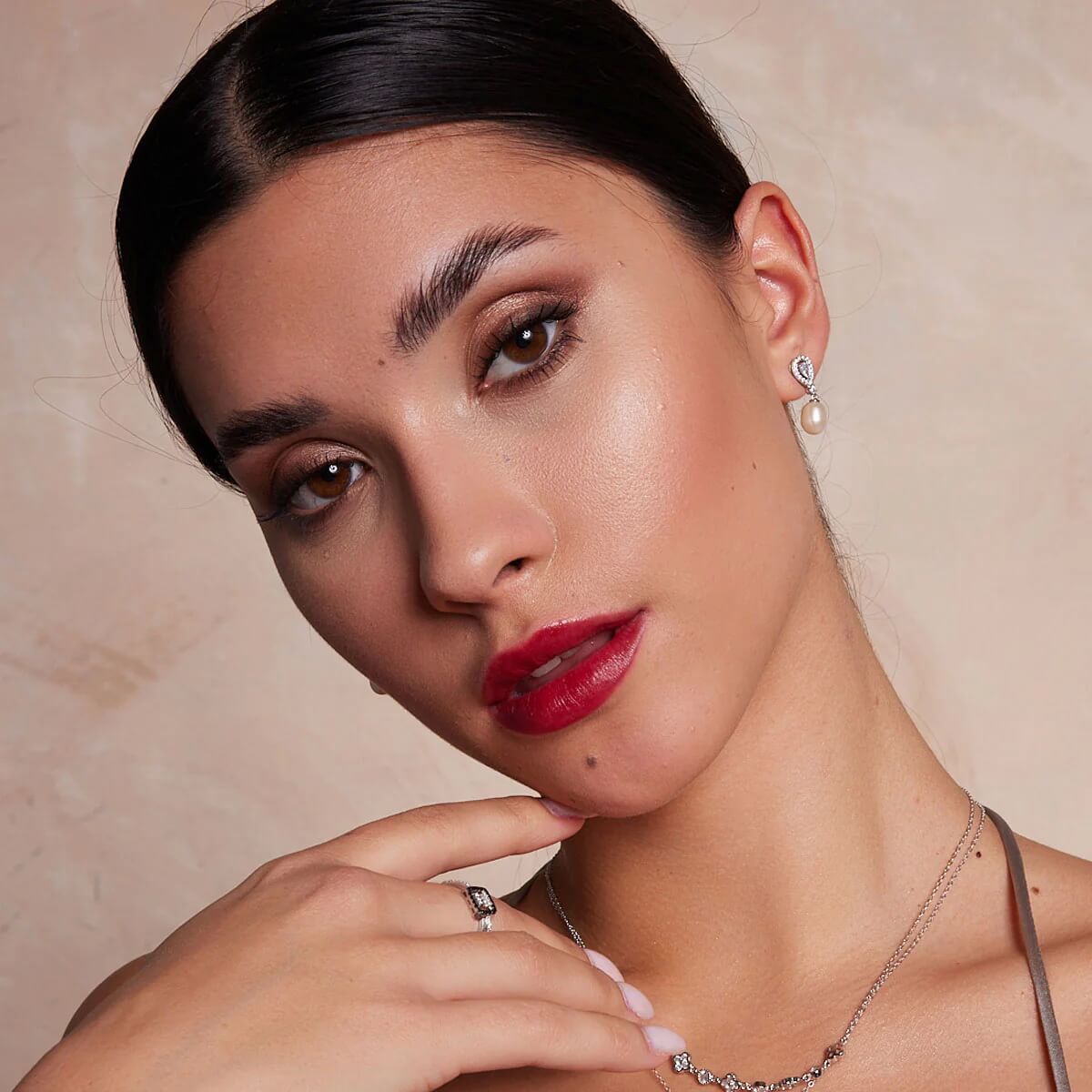 kolczyki srebrne z perłą i cyrkoniami - KSN6440 - obrazek 2