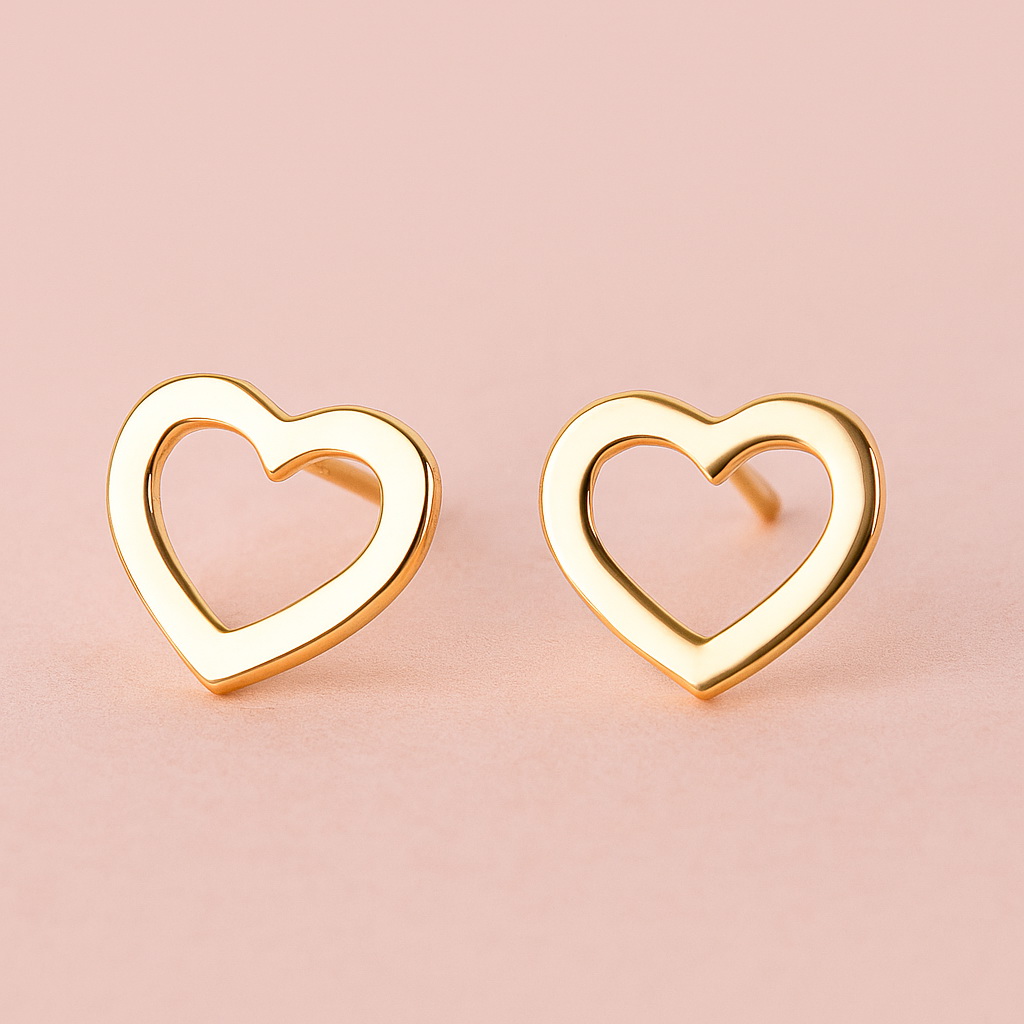 Złote kolczyki serduszka 333 - Obrázek 2