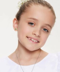 Alternativní pohled na Złote kolczyki dziecięce motylki z miętową emalią