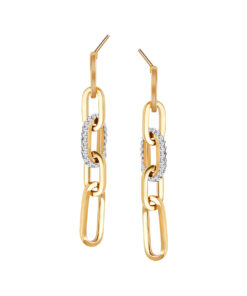 Alternative view of Złote długie kolczyki z cyrkoniami - 333 - KXC6492