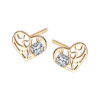 Złote kolczyki ażurowe serce z cyrkonią - 333 - KXC6536