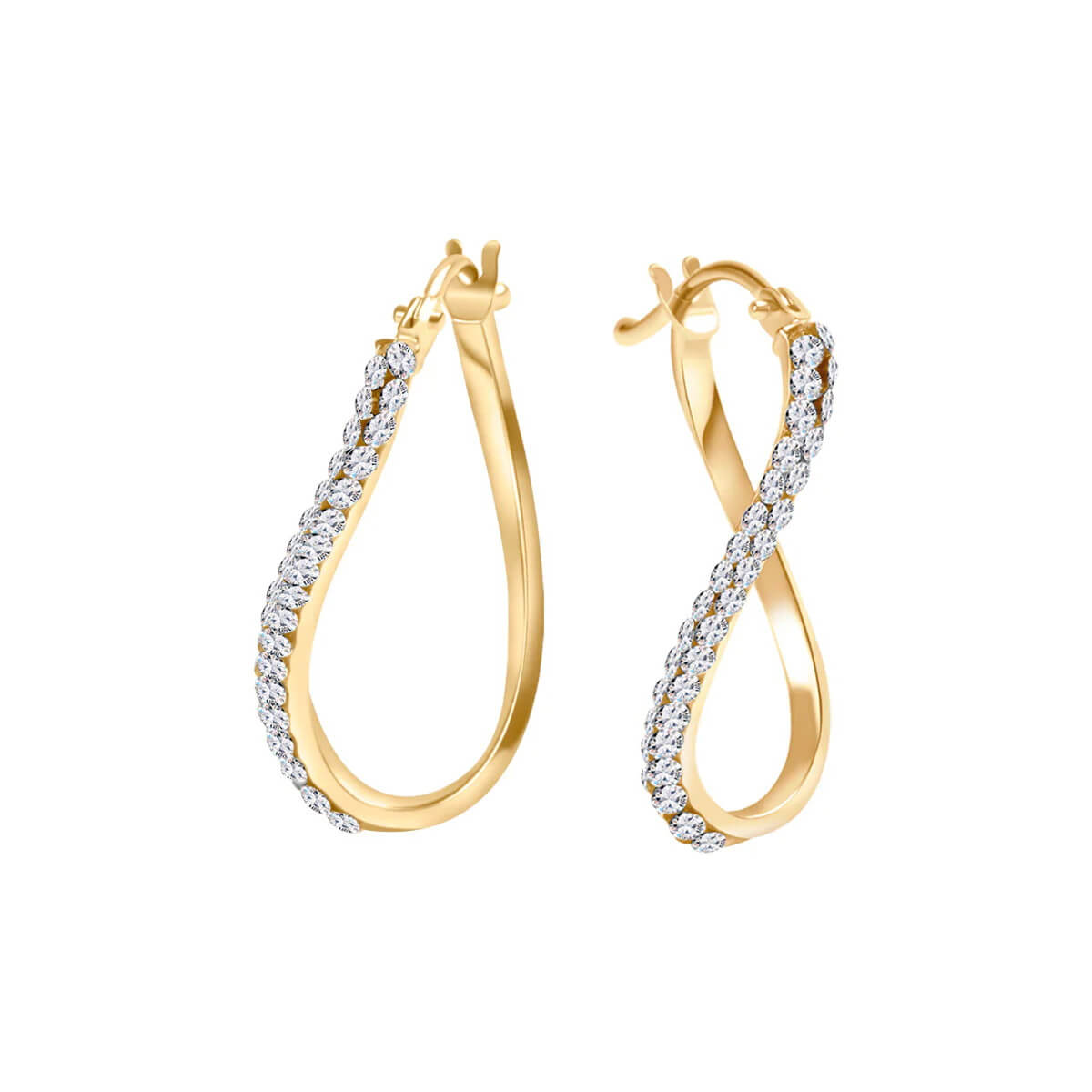 Złote kolczyki asymetryczne z cyrkoniami skręcane - 333 - KXC6615 - Image 3