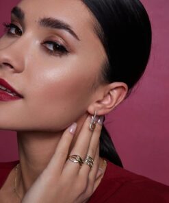 Alternative view of Złote kolczyki asymetryczne z cyrkoniami skręcane - 333 - KXC6615