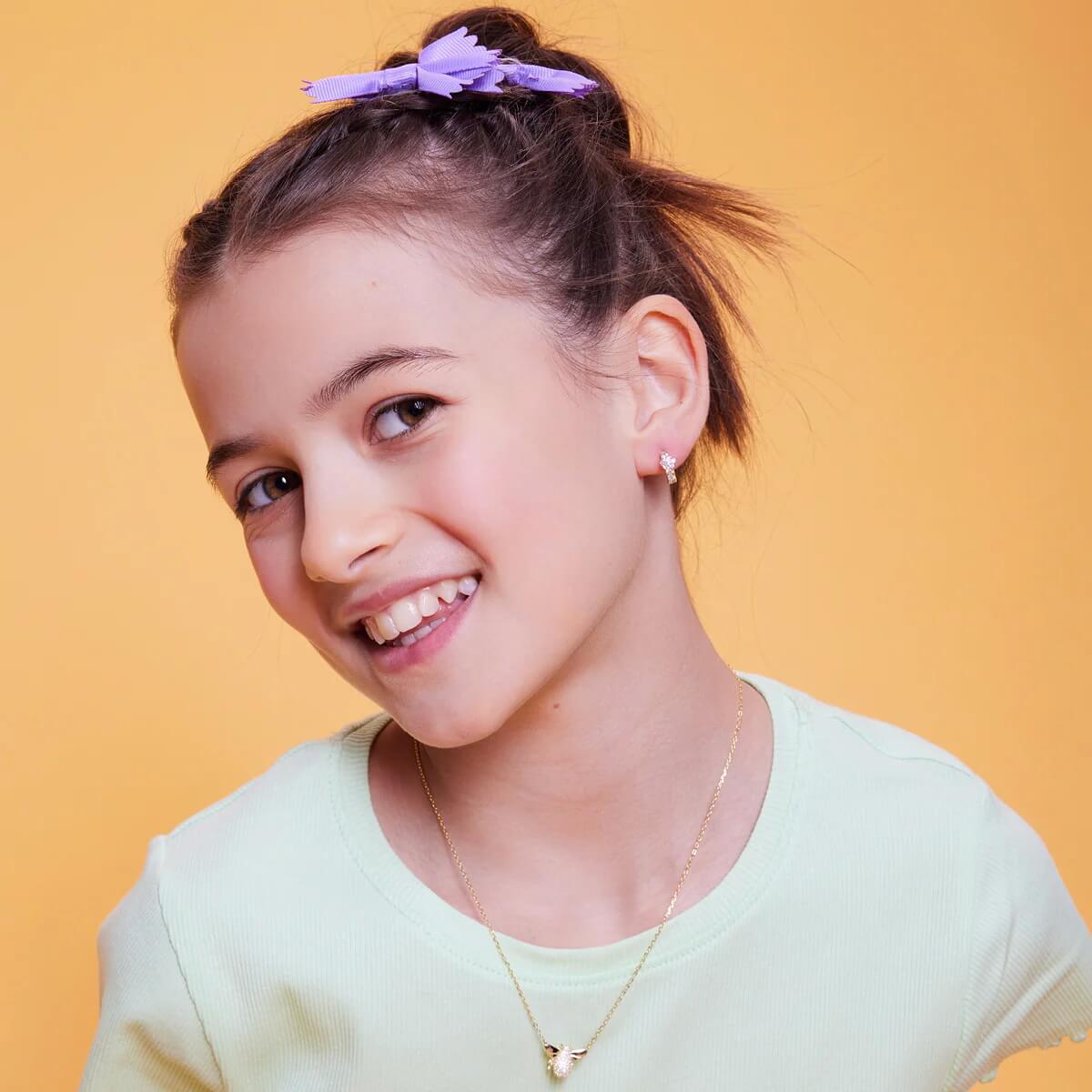 Złote kolczyki z cyrkoniami dla dziecka - Image 2