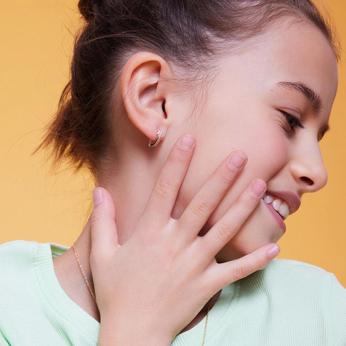 Złote kolczyki z cyrkoniami dla dziecka - Image 3