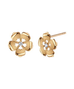 Alternative view of złote kolczyki kwiaty z cyrkonią, złoto 333