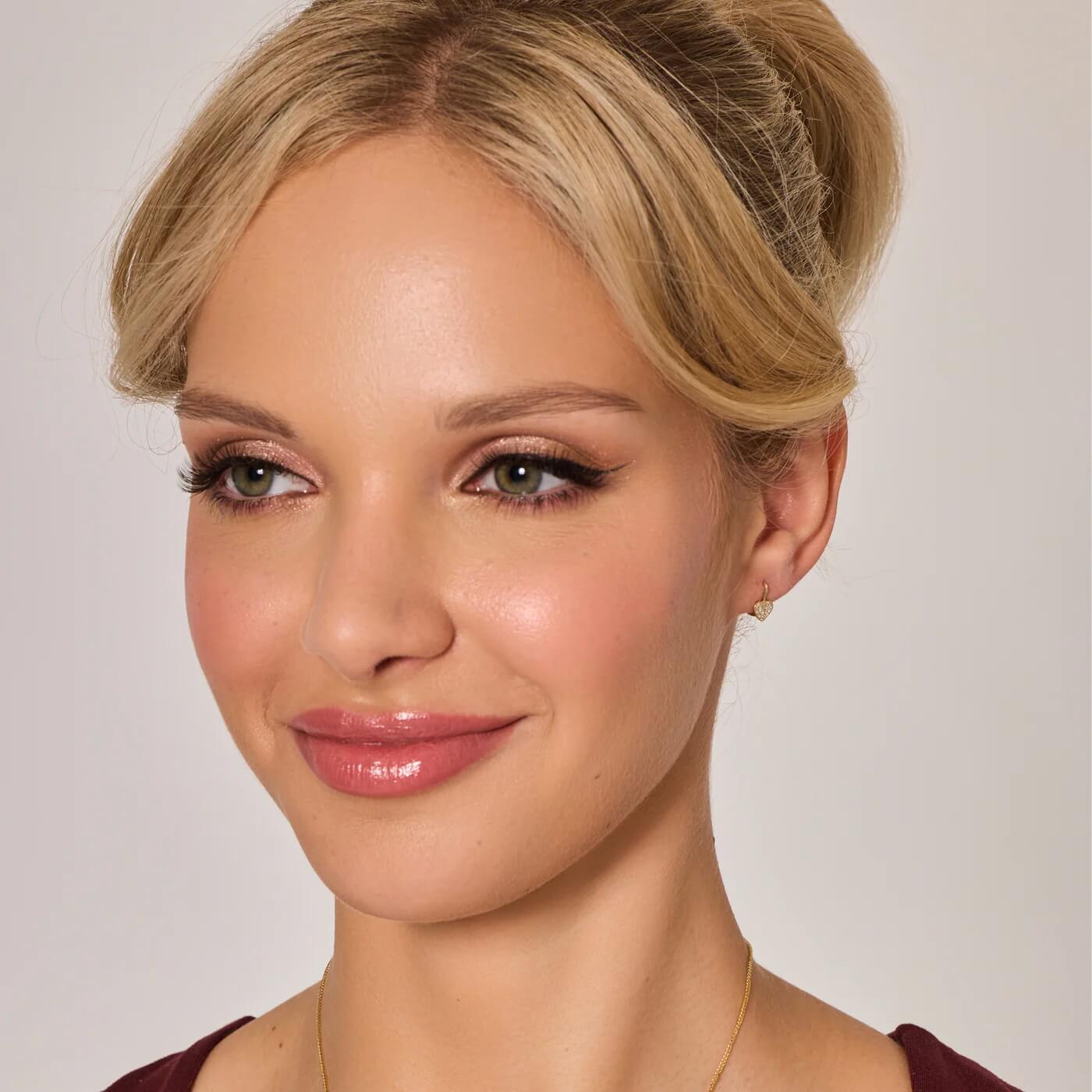 Złote kolczyki serduszka z cyrkoniami 333 - Obrázek 3