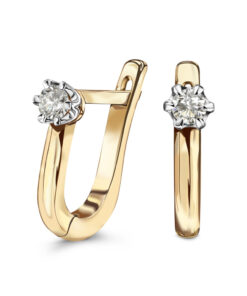 Piękne kolczyki z brylantami 0,20ct z białego i żółtego złota