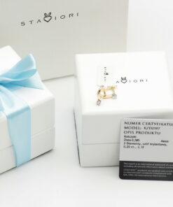 Alternatywny widok Piękne kolczyki z brylantami 0,20ct z białego i żółtego złota