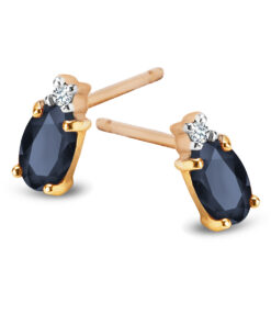 Kolczyki złote z szafirami i diamentami