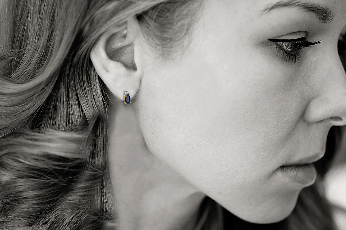 Kolczyki złote z szafirami i diamentami – Bild 3