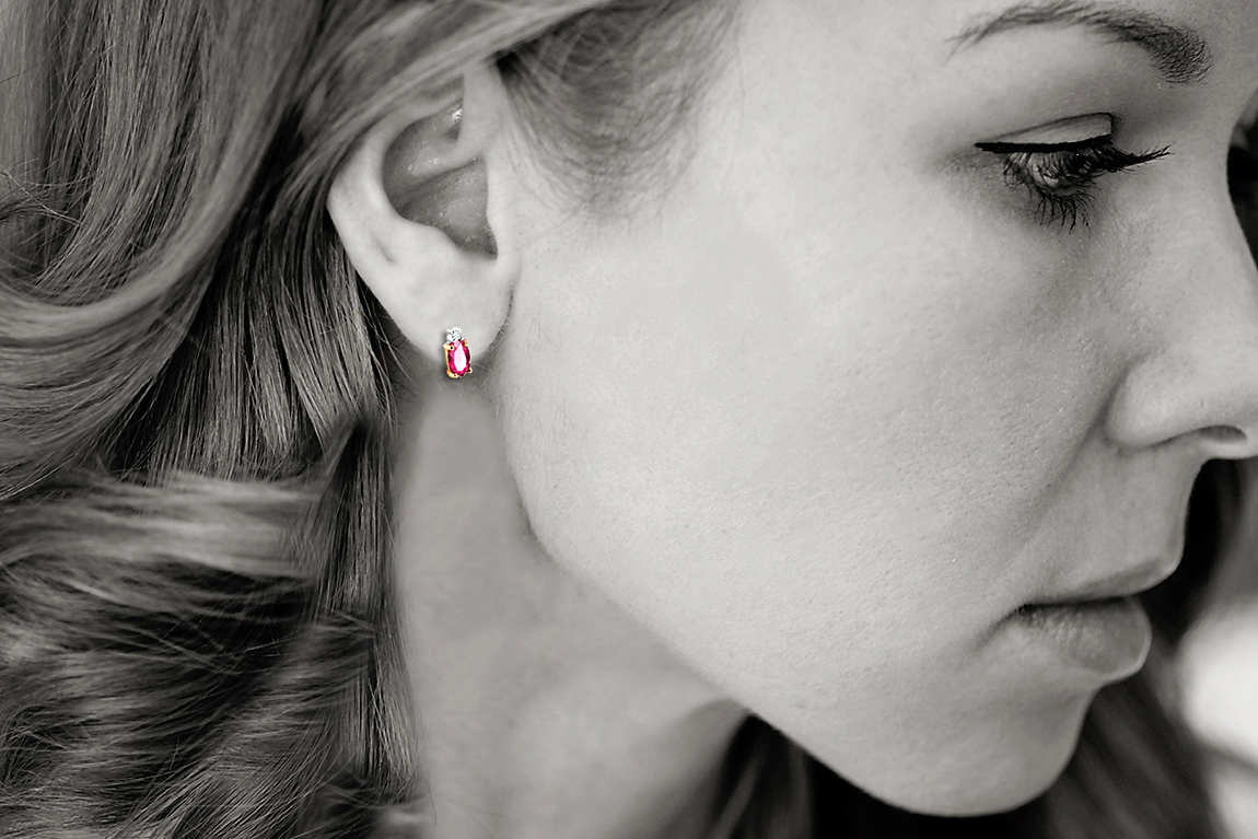 Kolczyki złote z rubinami i diamentami - Obrázek 3