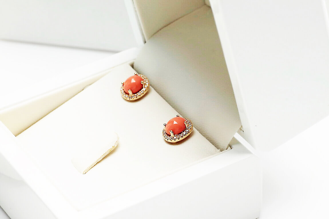 Exclusive | złote kolczyki w próbie 750 z koralem i diamentami - Obrázek 13