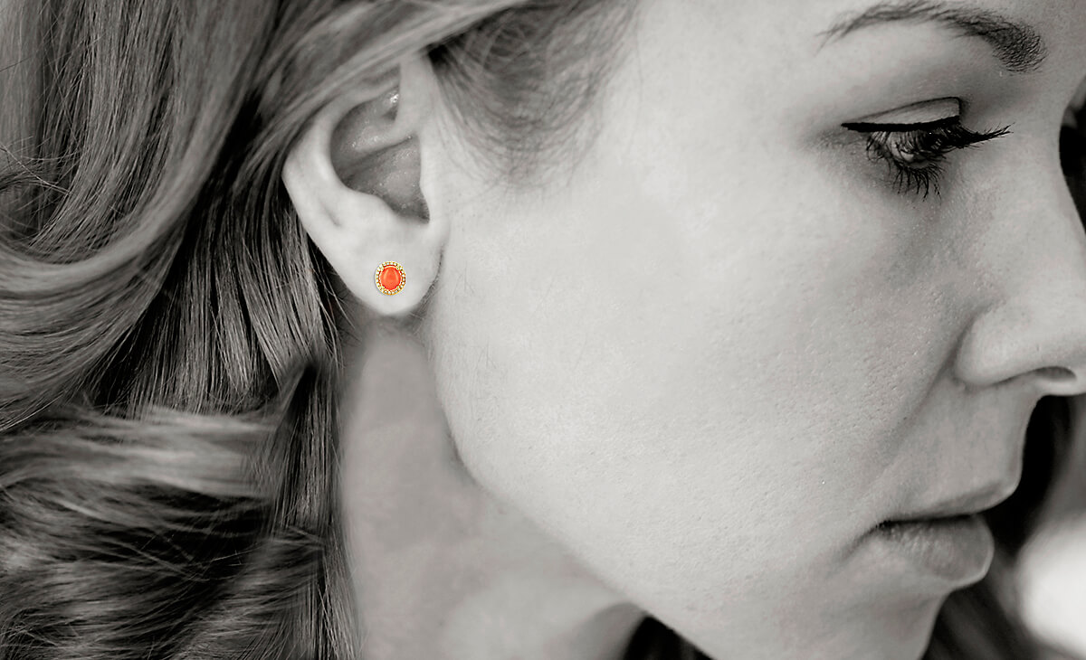 Exclusive | złote kolczyki w próbie 750 z koralem i diamentami - Obrázek 4