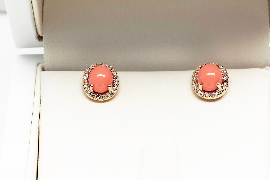 Exclusive | złote kolczyki w próbie 750 z koralem i diamentami - Obrázek 12