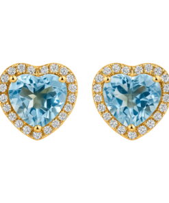 Exclusive | Złote 18-karatowe brylantowe kolczyki serca z topazami