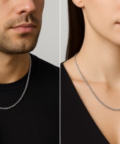 Alternatywny widok Srebrny rodowany łańcuszek KORD 2mm 45/50/70cm