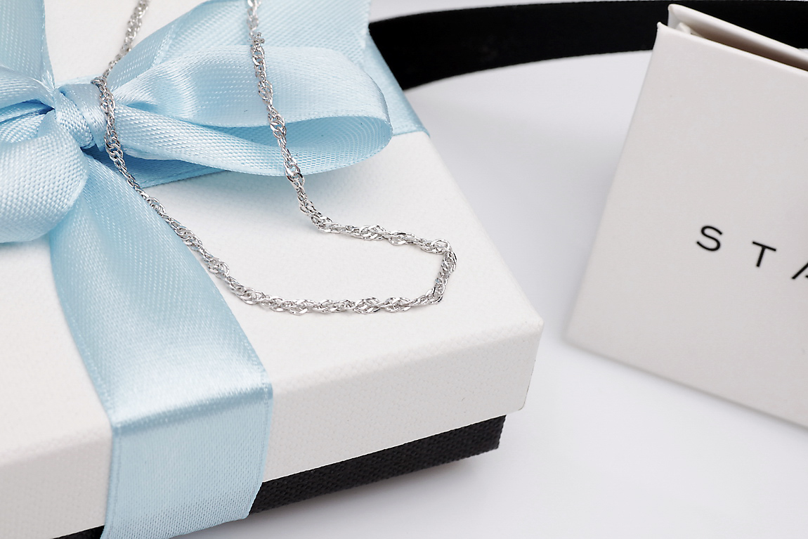 Srebrny rodowany łańcuszek splot SINGAPUR 1,8mm 42/45/50cm - Image 2