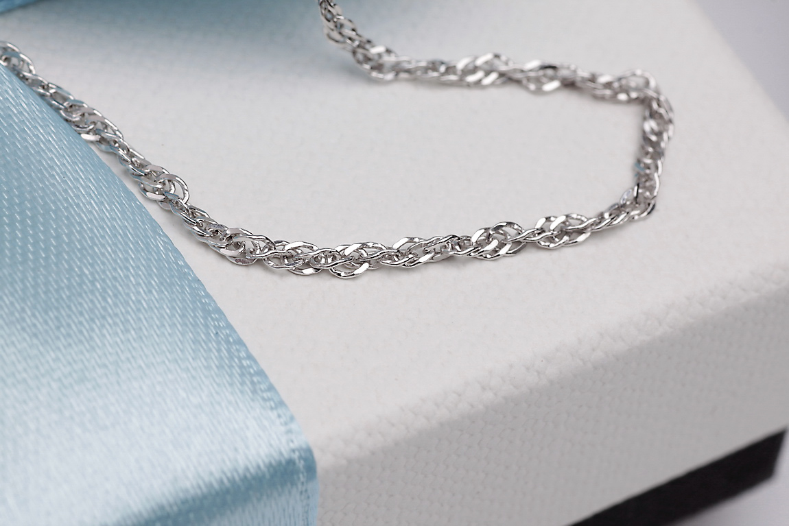 Srebrny rodowany łańcuszek splot SINGAPUR 1,8mm 42/45/50cm - Image 5