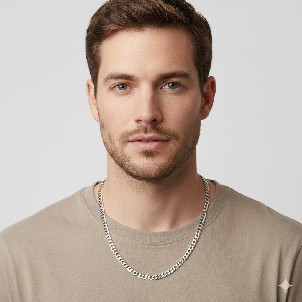 Srebrny łańcuszek gruba PANCERKA męska 5mm 50cm - obrazek 3