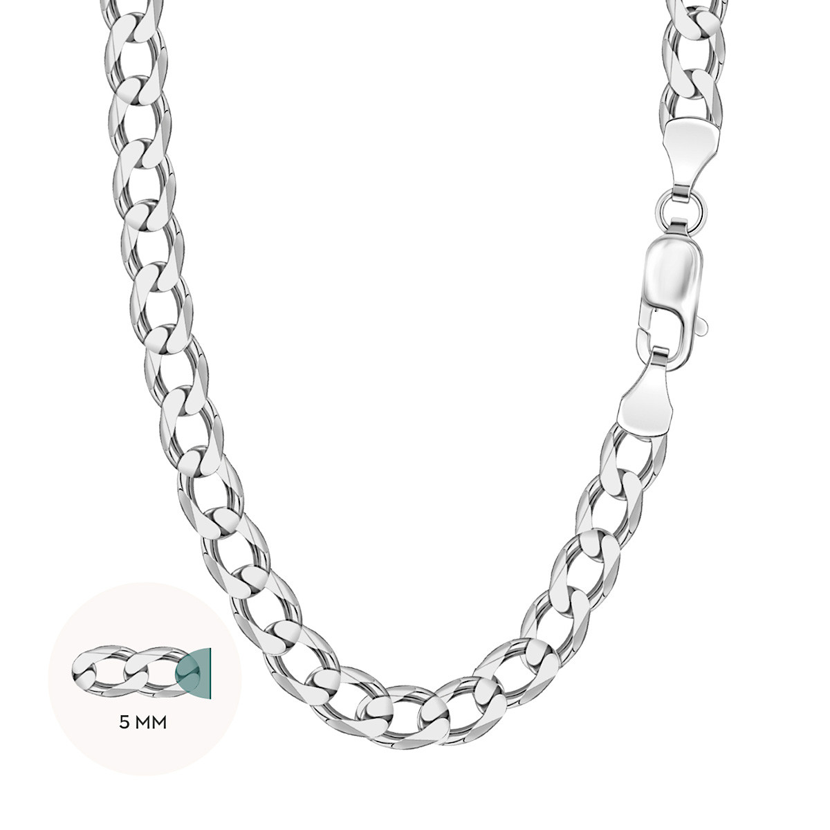 Srebrny łańcuszek gruba PANCERKA męska 5mm 50cm - obrazek 2