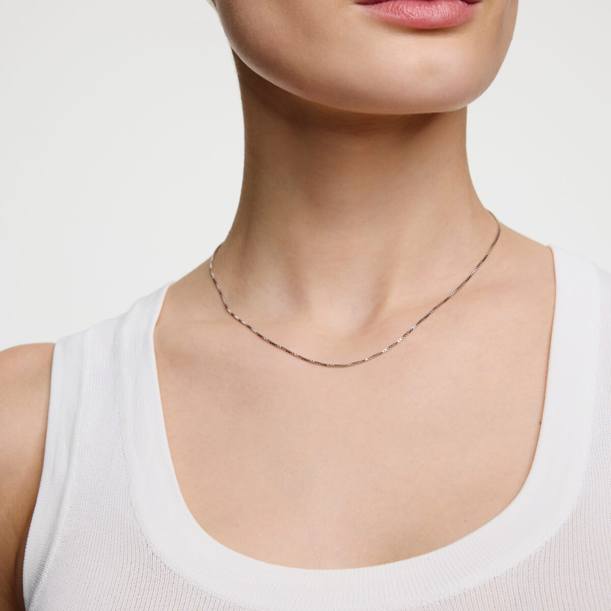 Srebrny łańcuszek kostka srebro rodowane 925 | 42cm - obrazek 4