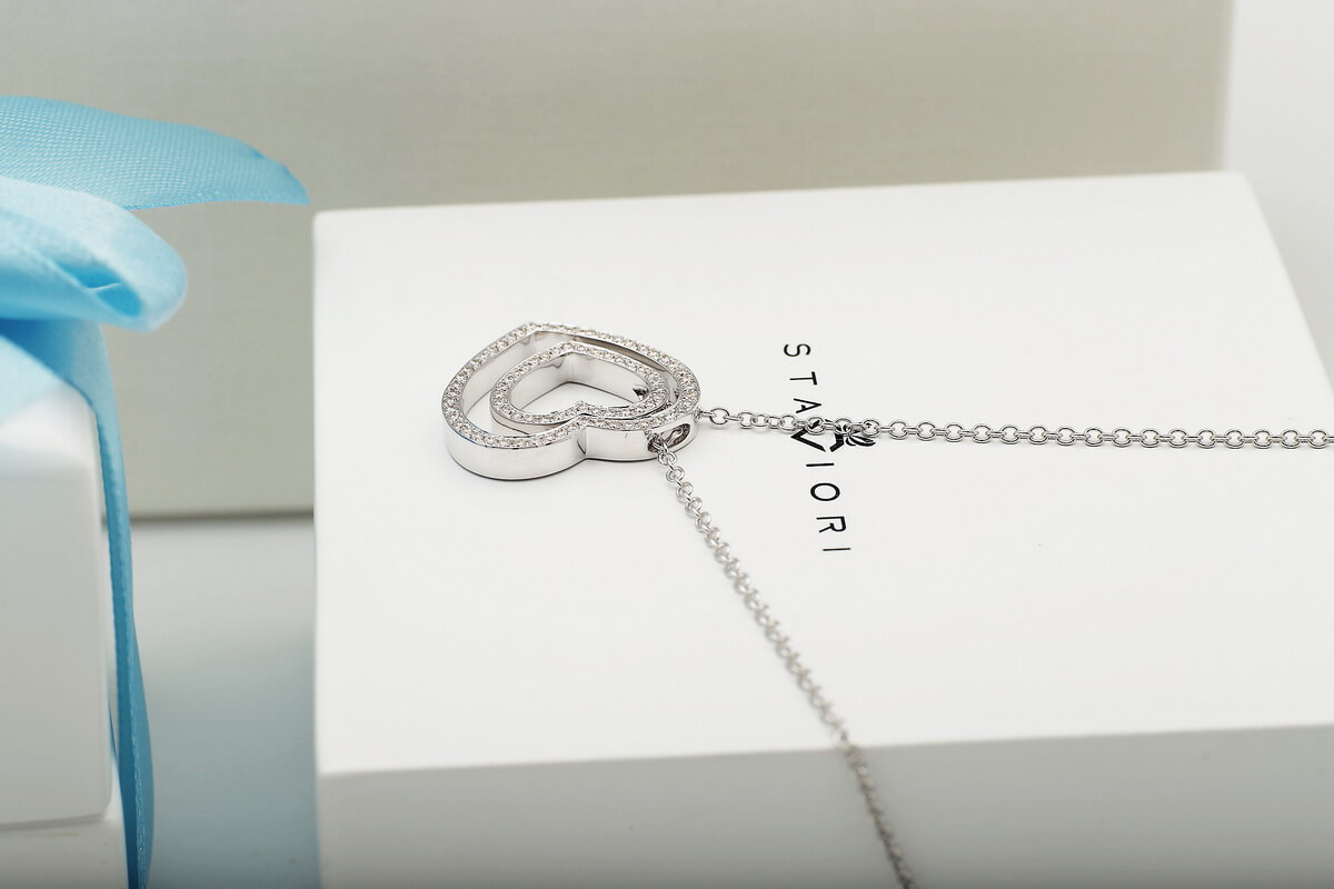 Exclusive | naszyjnik białe złoto 750 z dwa serca z brylantami - Image 12